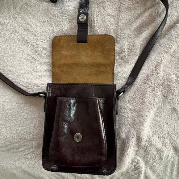 Patricia Nash Lari Small Plum Distressed Leather Crossbody Purse - Picture 9 of 12